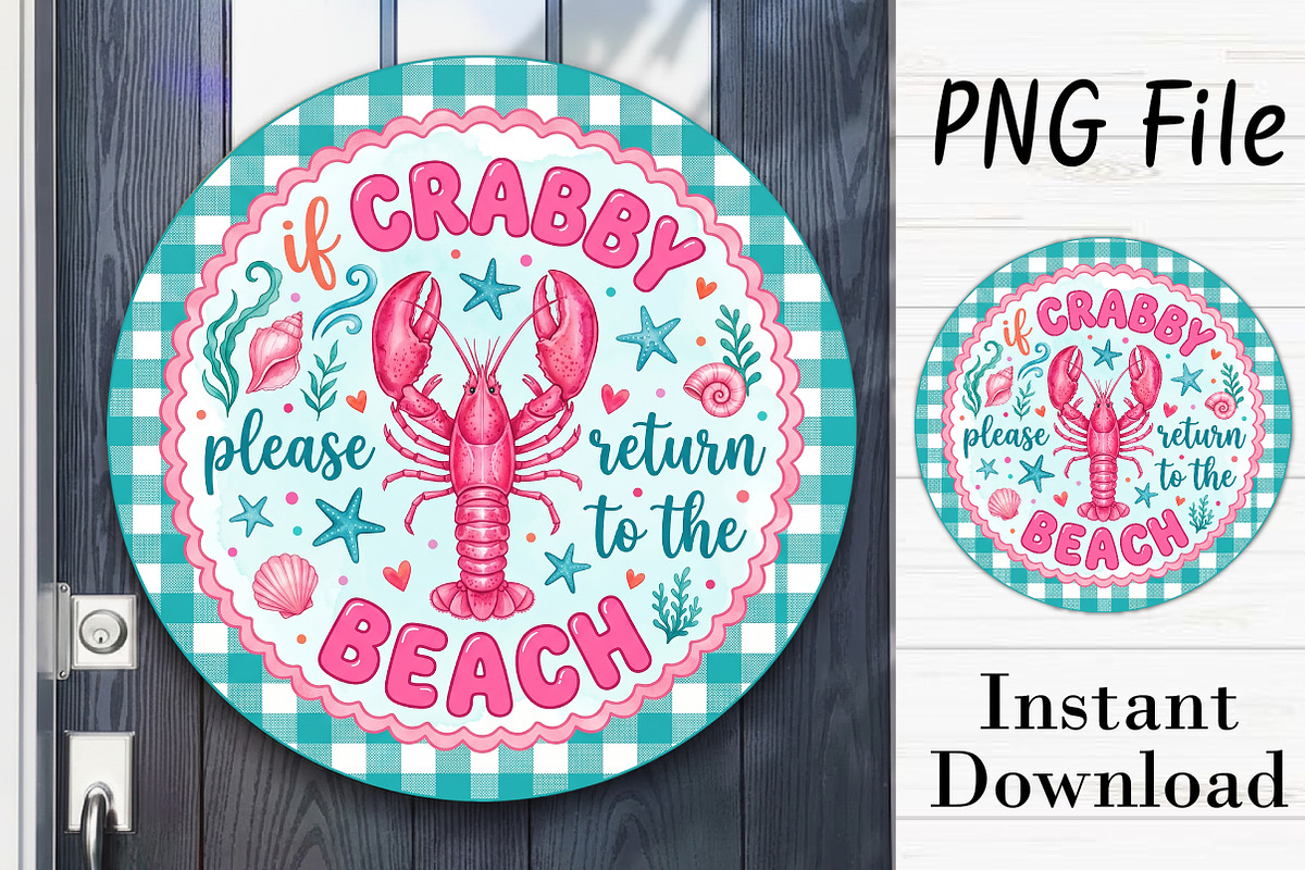 Summer Lobster Beach Door Hanger PNG, a Seasonal Illustration by Rose Art (Photo 1 of 3)