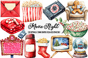Christmas Movie Night Clipart Bundle, an Illustration by Daily.Designs (Thumbnail 1 of 5)
