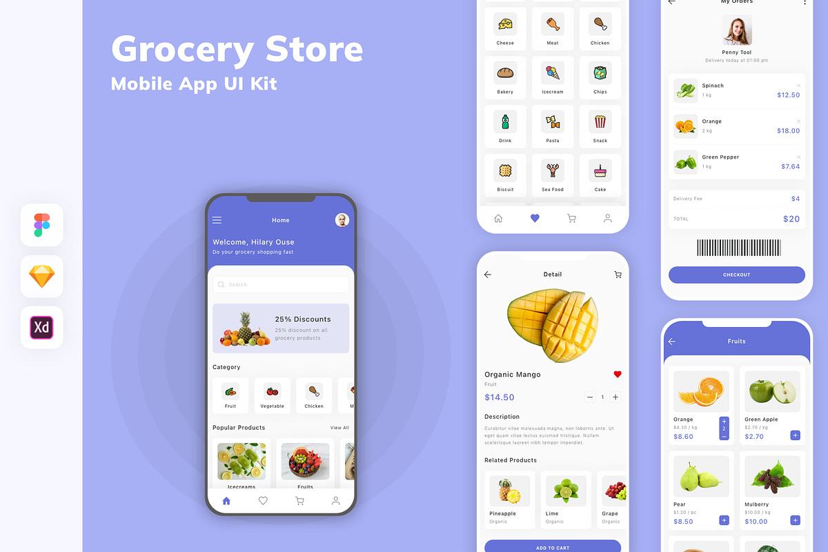 Grocery Store Mobile App UI Kit, an UI Kit Template by uicube