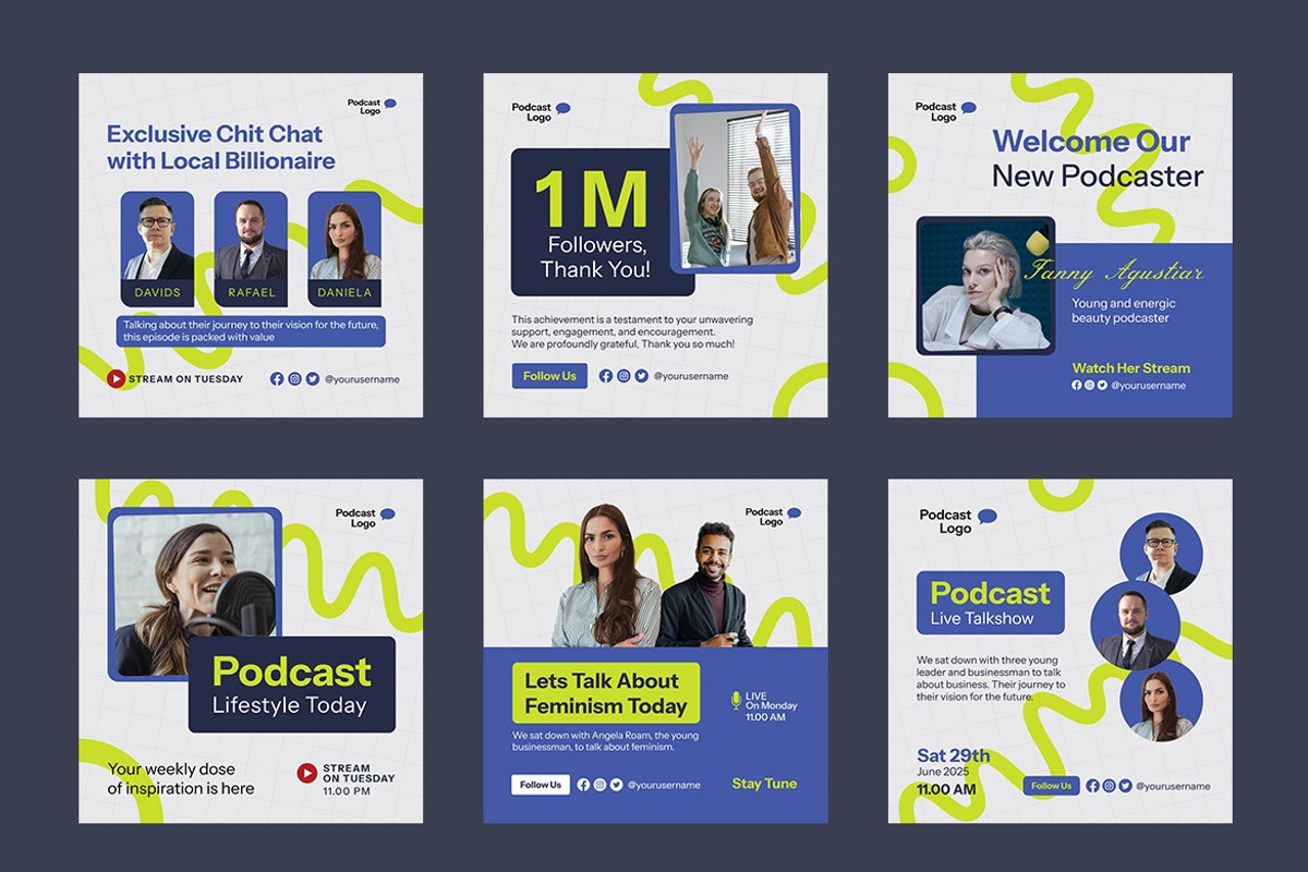 Podcast Instagram Post Template, a Social Media Template by FDR Studio (Photo 3 of 4)
