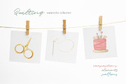 Quilting and Patchwork Clipart, an Illustration by Julia M. Watercolor (Thumbnail 7 of 7)
