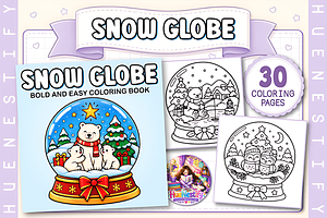 Snow Globe Bold Easy Coloring Book