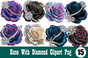 Rose with diamond Sublimation PNG, an Illustration by Wow Magic