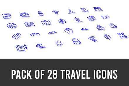 travel icons set of 28
