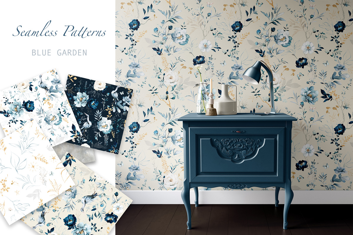 watercolor Blue flowers, Patterns, a Decorative Illustration by Lisima (Photo 8 of 14)