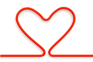 Red Silk Rope In Heart Shape, Love