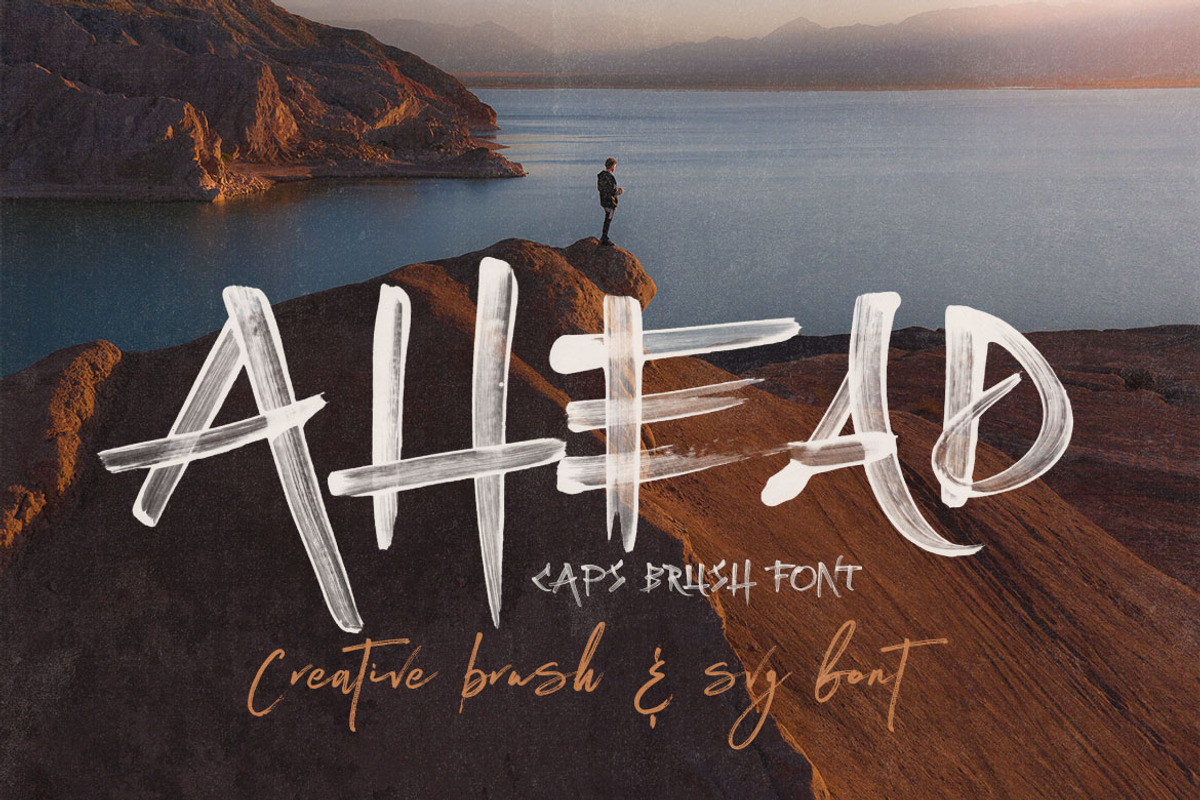 Ahead Brush SVG Font, a Font by Cruzine (Photo 1 of 7)