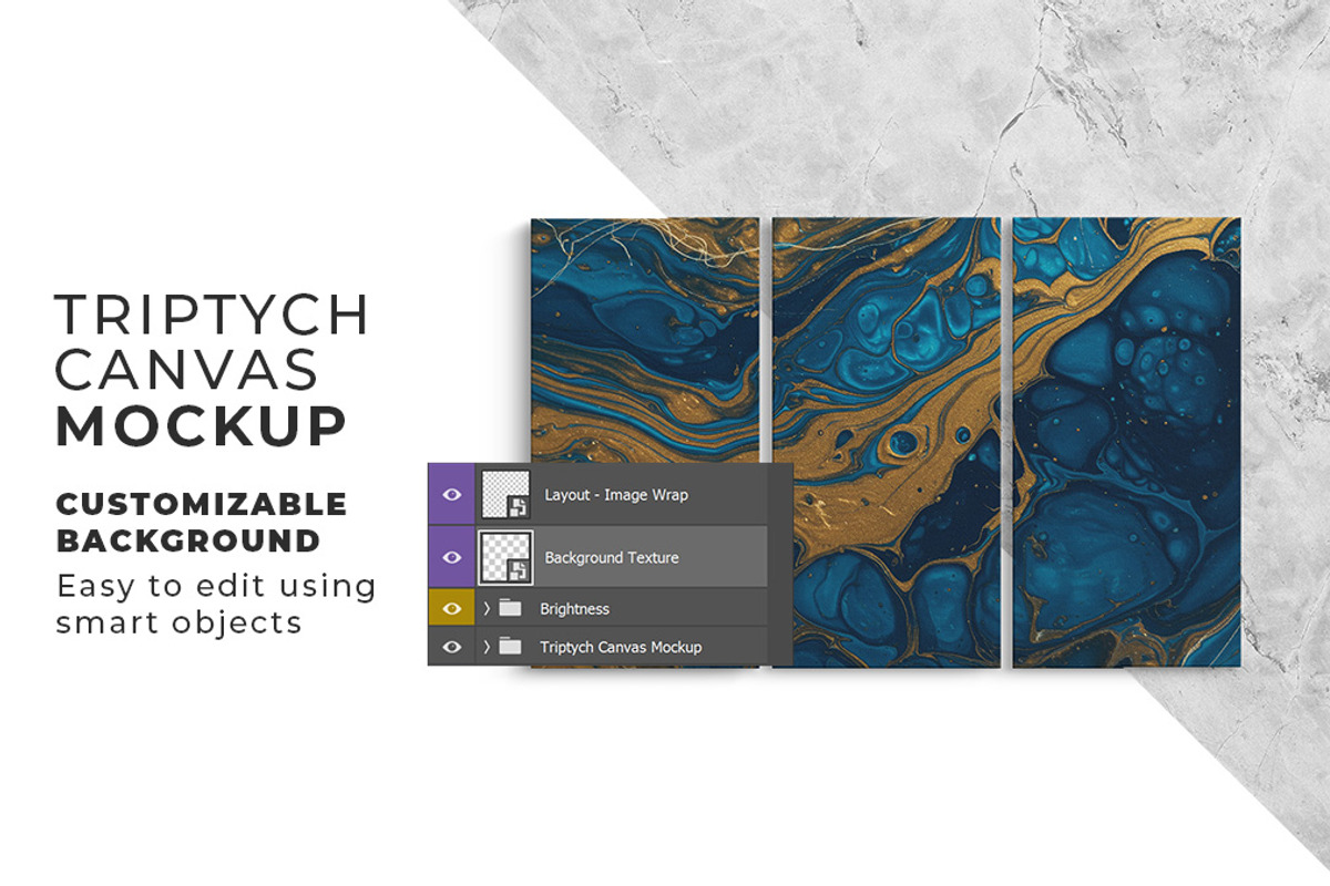 Triptych Canvas Mockup – Ratio 1x2, a Merchandise Mockup by Mockups by Carlos Viloria (Photo 5 of 7)