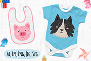 Farm Animals Faces Collection, an Animal Illustration by Gulnara Sabirova (Thumbnail 4 of 8)