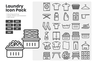 Laundry Icon Pack, an Outline Icon by erifqizeicon