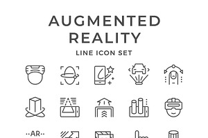 Set line icons of augmented reality, an Outline Icon by motorama