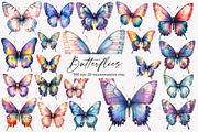Watercolor Butterflies Clipart, an Illustration by Designworld (Thumbnail 1 of 4)