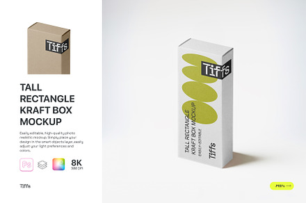 Tall Kraft Box Mockup, a Packaging Mockup by TIFFS