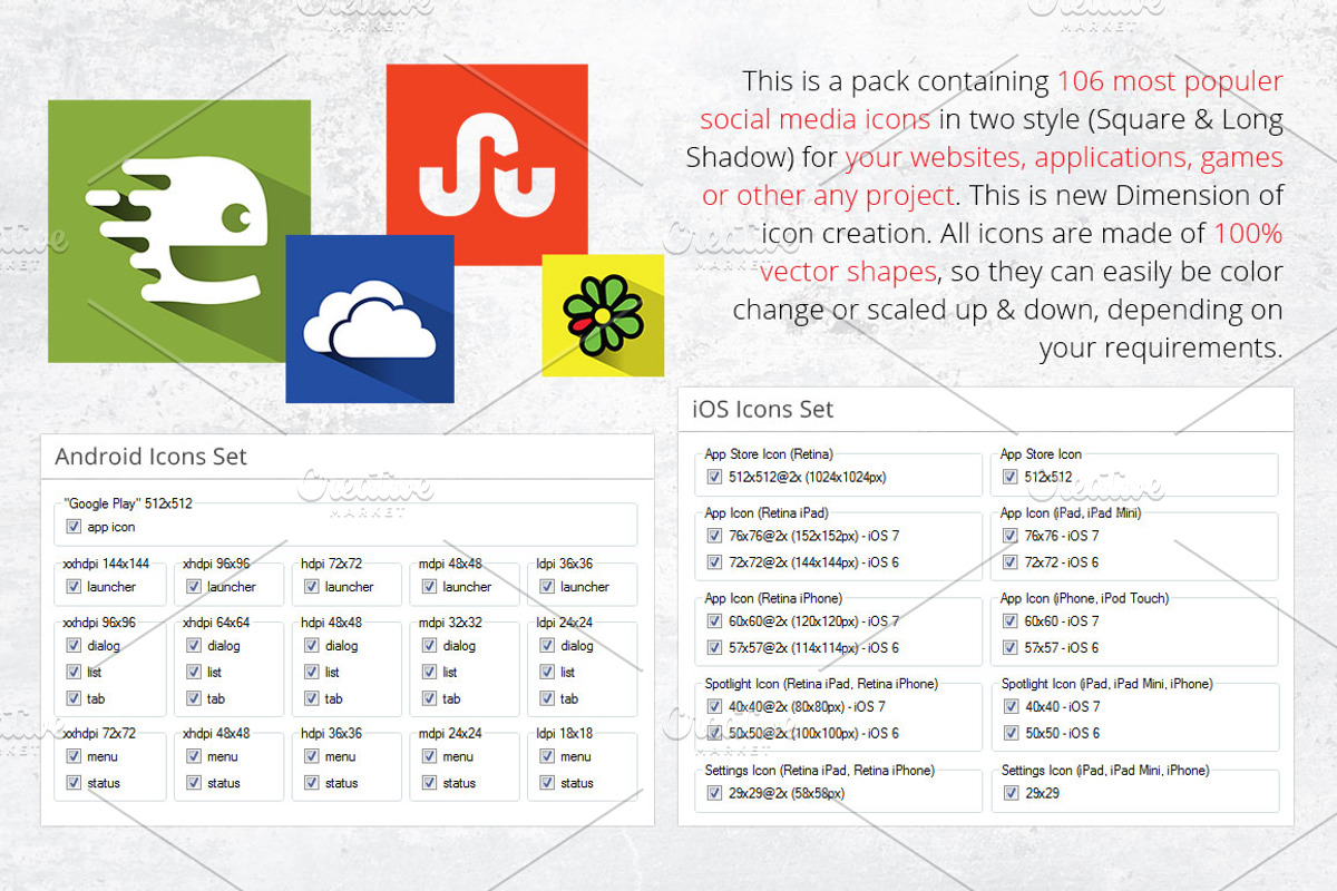 212 Flat Square Social Media Icons preview 5