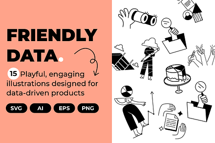 Friendly Data-Hand drawn vectors, a Technology Illustration by Tanukis