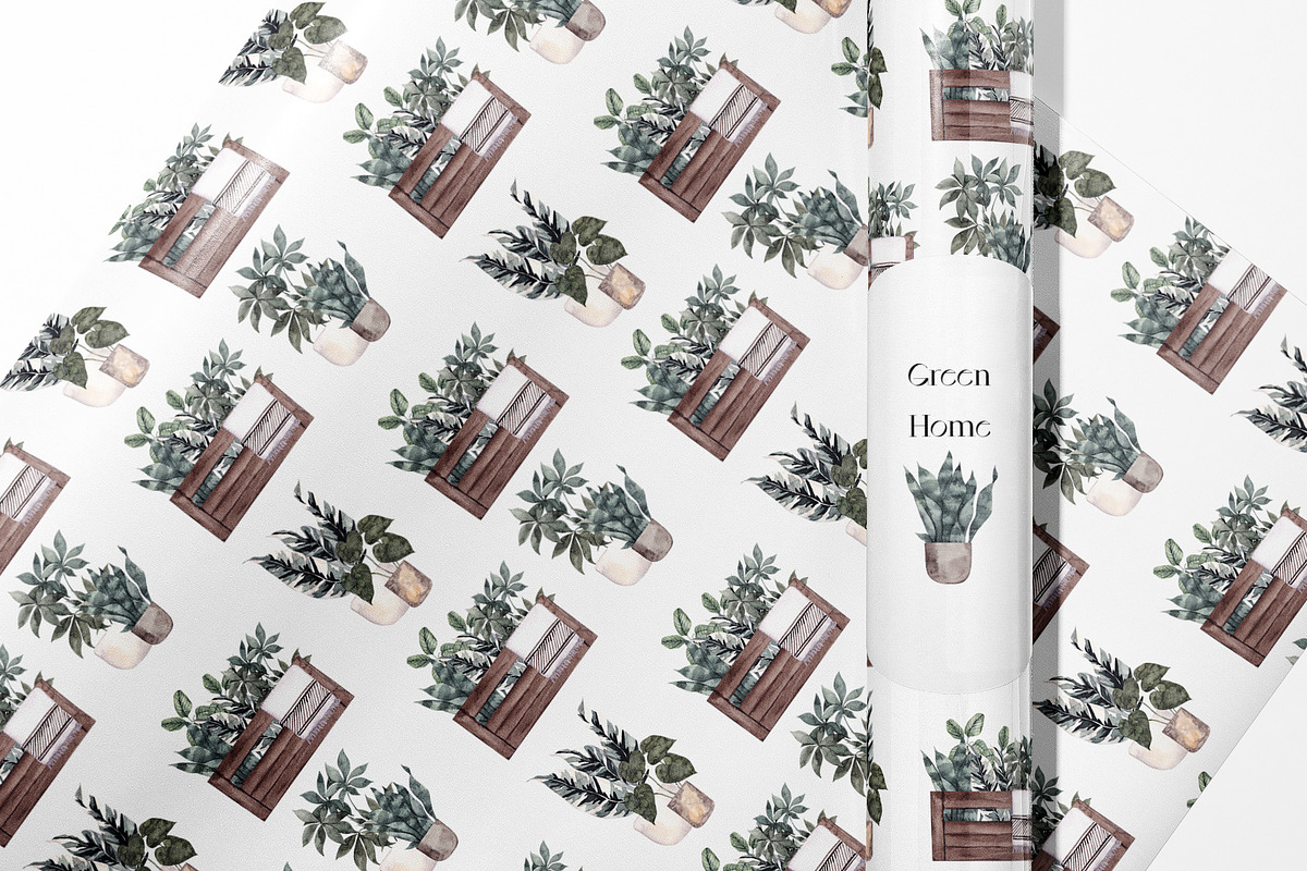 Potted Plant Pattern. Green home., a Pattern Graphic by ma_i_vi (Photo 10 of 13)