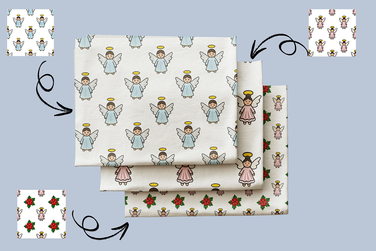 Christmas Angels: Patterns&Clipart, a Seasonal Illustration by Elatedowl (Photo 6 of 15)