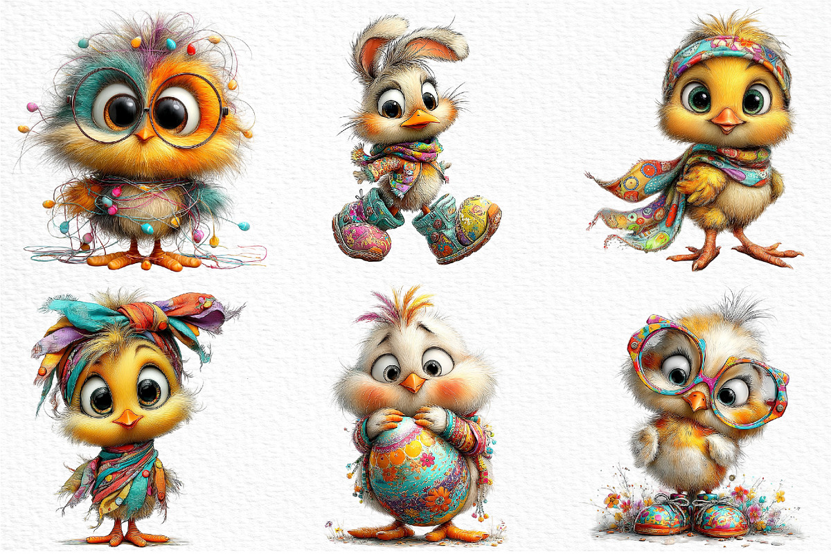 Whimsical Easter Funny Chick Clipart, an Illustration by Craft Nest (Photo 4 of 11)