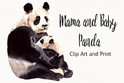 Mother&Baby- Panda - Print&Clip Art, an Illustration by Tati Bordiu (Thumbnail 2 of 4)