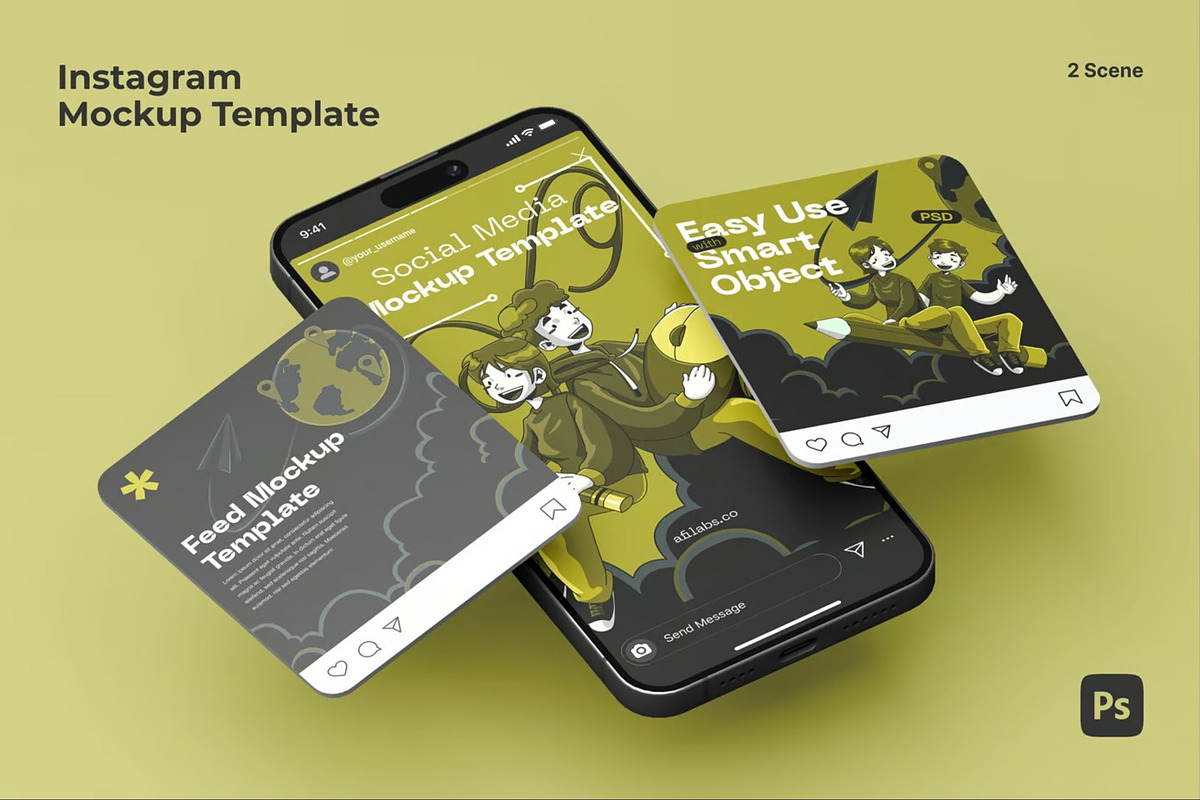 Instagram Mockup, an Advertising Mockup by Se٧enStudio (Photo 1 of 5)
