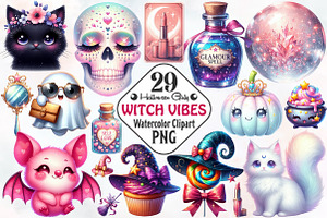 Halloween Girly Witch Vibes Clipart, an Illustration by RobertsArt