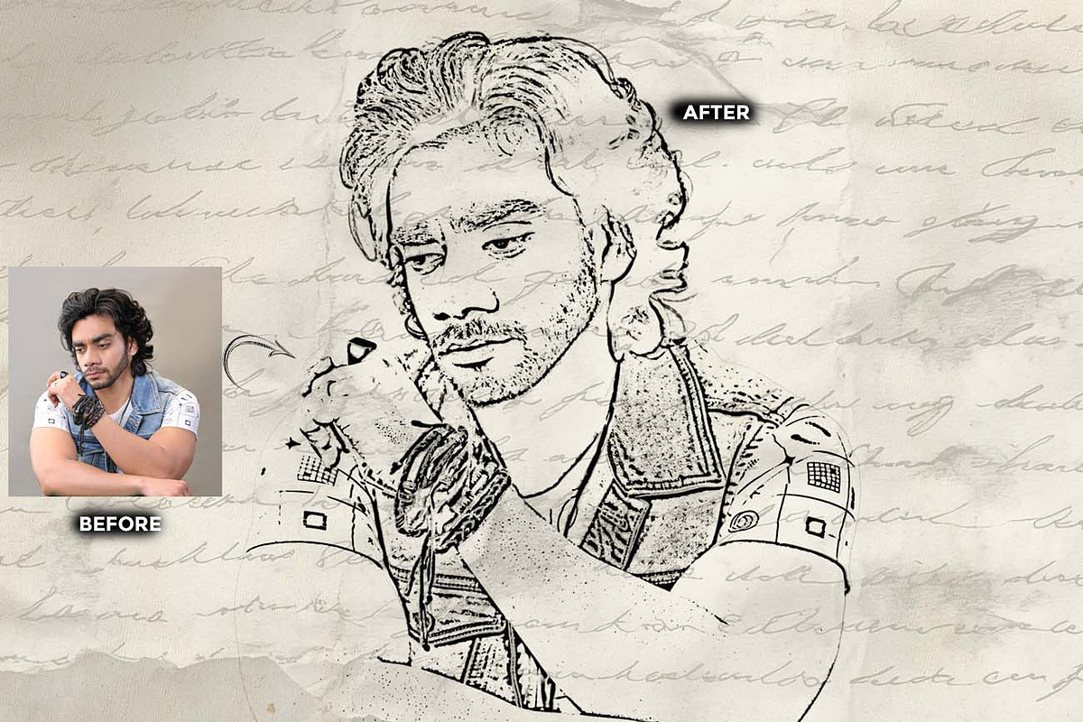 GRAPHITE PENCIL SKETCH FX Ps Action, an Action Add-On by Studio Retouch (Photo 3 of 10)