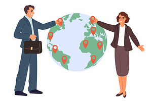Businessman and businesslady putting, a Person Illustration by Vectorbuum