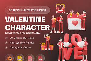 Valentine Character 3D Illustration