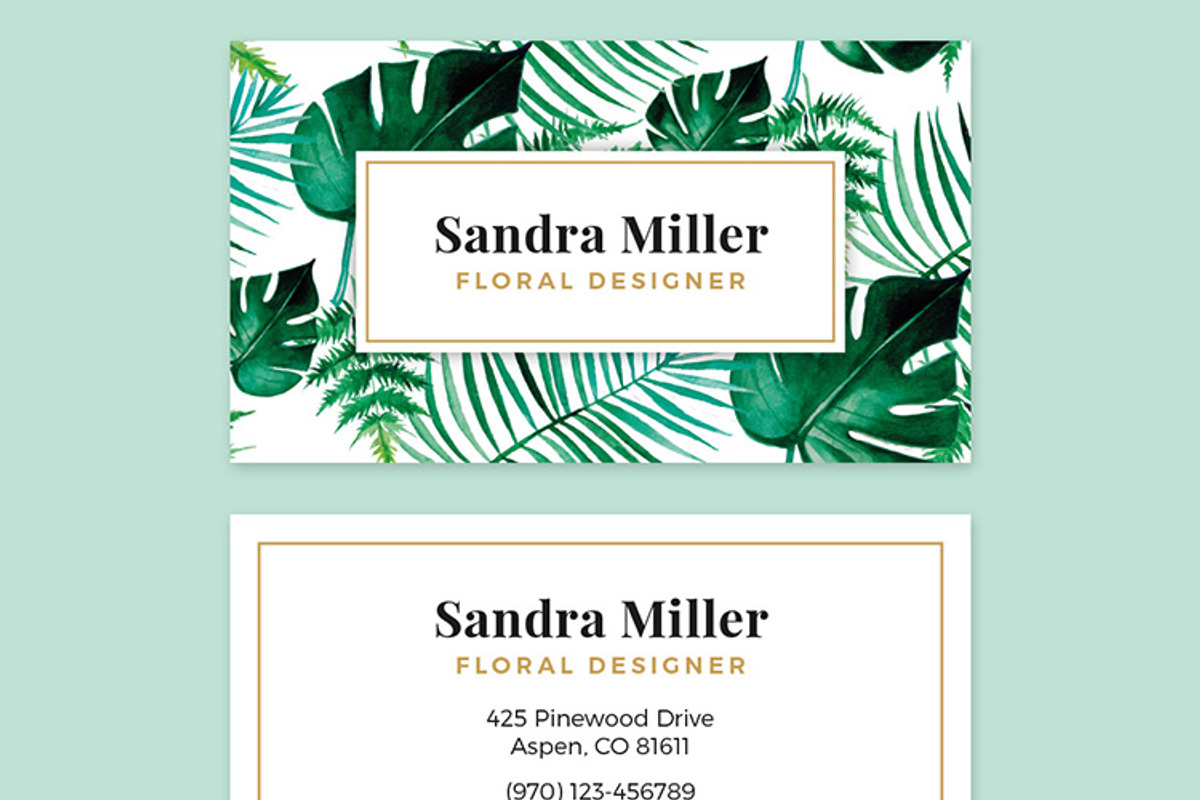 Watercolor Leaves - Business Card, a Business Card Template by PhotoMarket (Photo 6 of 6)