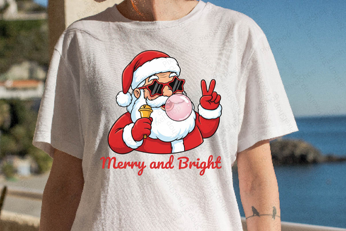 Retro Santa Blowing Bubble PNG, an Illustration by DreamPrint404 (Photo 2 of 7)