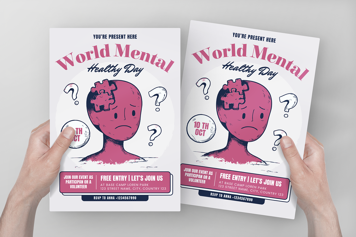 World Mental Healthy Day Flyer, a Flyer Template by Annora Studio (Photo 4 of 5)