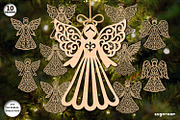 Christmas Angels Ornament Bundle, a Decorative Illustration by svgocean (Thumbnail 1 of 13)