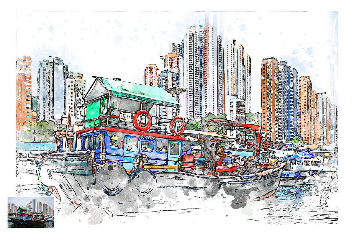Aquarino - Watercolor PS Action, an Action Add-On by A R T M A R T (Photo 10 of 17)