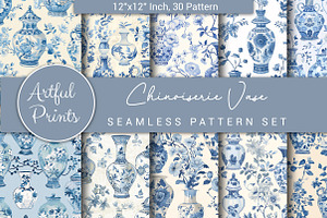 Chinoiserie Vase Seamless Pattern, a Pattern Graphic by Artful Prints