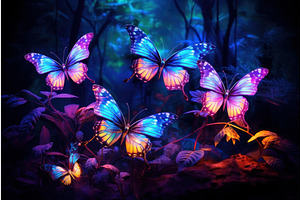 Enchanting Neon Glowing Butterflies