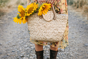 A basket of sunflowers