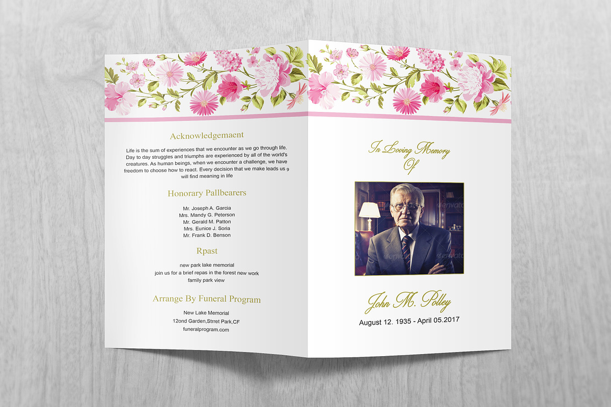 Funeral Program Template Flower, a Brochure Template by Madhabi Studio (Photo 1 of 5)