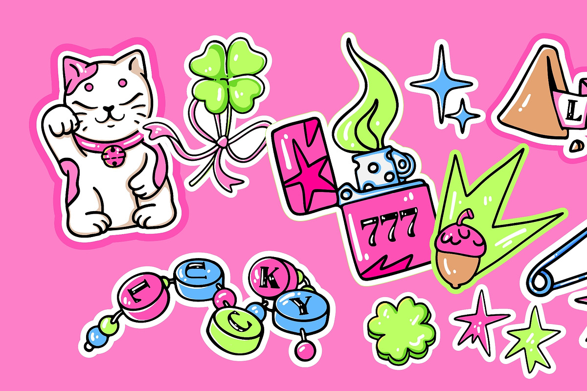 Lucky sticker set with colorful, an Object Illustration by art PVP - market (Photo 3 of 3)