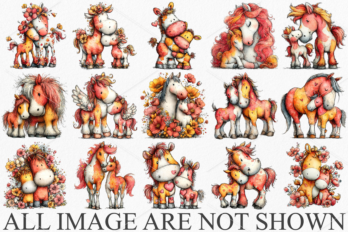 Whimsical Mother's Day Horse Clipart, an Illustration by Canvas Craft (Photo 3 of 7)