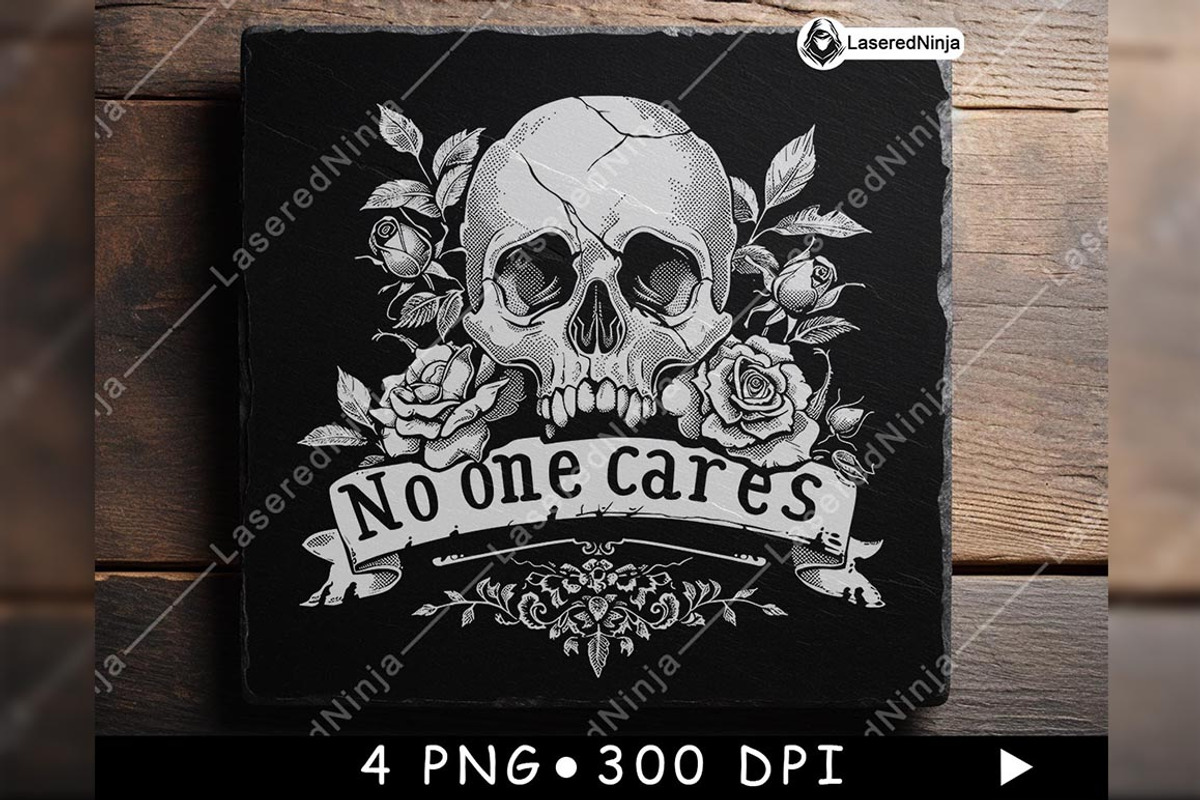 Old School Skull Roses No One Cares, a Background Graphic by LaseredNinja (Photo 6 of 7)
