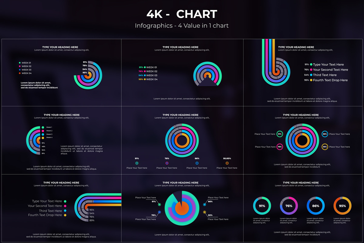 Gradient Multiple Chart Infographic, a Templates & Theme by Gatamotion