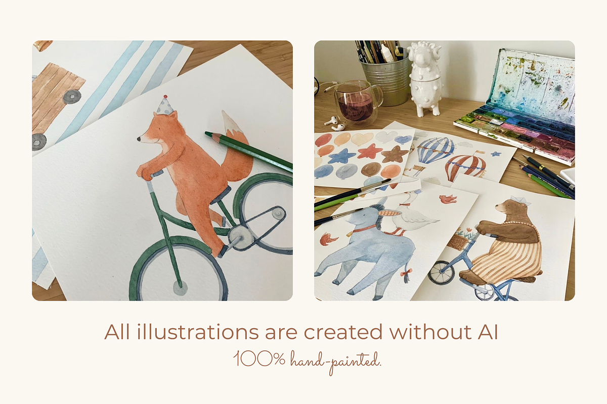Vintage Circus Watercolor Clipart, an Animal Illustration by Lembrik's Artworks (Photo 5 of 7)