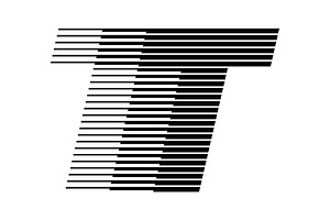 Letter T speed motion lines logo