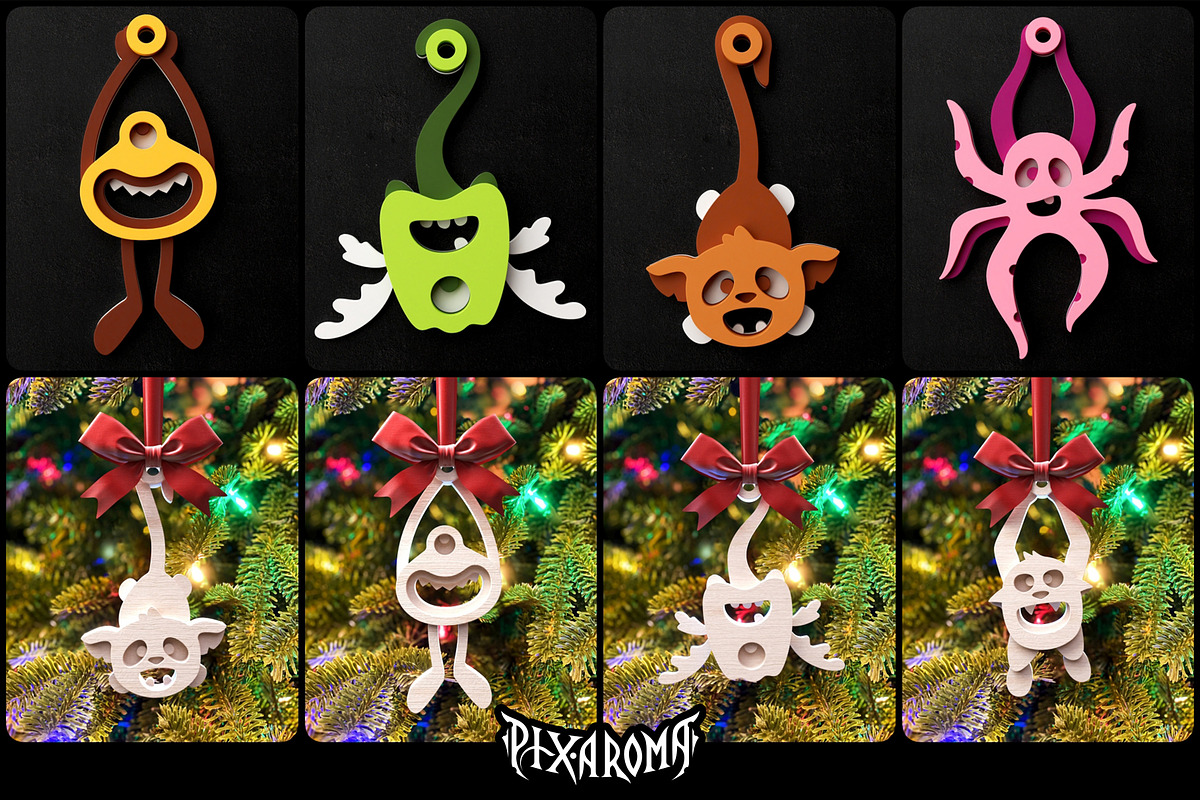10 Cute Monsters 3D Layered Cut File, an Illustration by pixaroma (Photo 13 of 13)