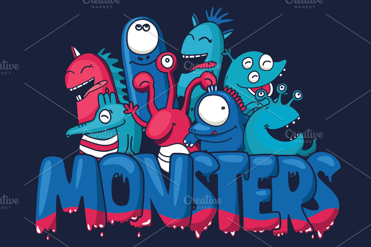Monster set, an Illustration by YuliaBiser (Photo 1 of 6)