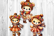 Cute Autumn Bear Clipart Sublimation, a Seasonal Illustration by V Design Creator (Thumbnail 3 of 7)