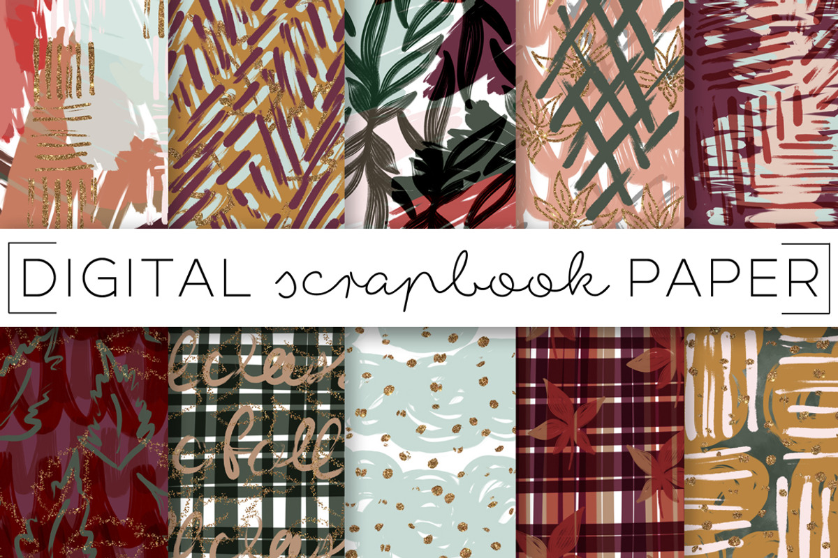 Fall Autumn Painterly Digital Papers, a Pattern Graphic by TWG Designs