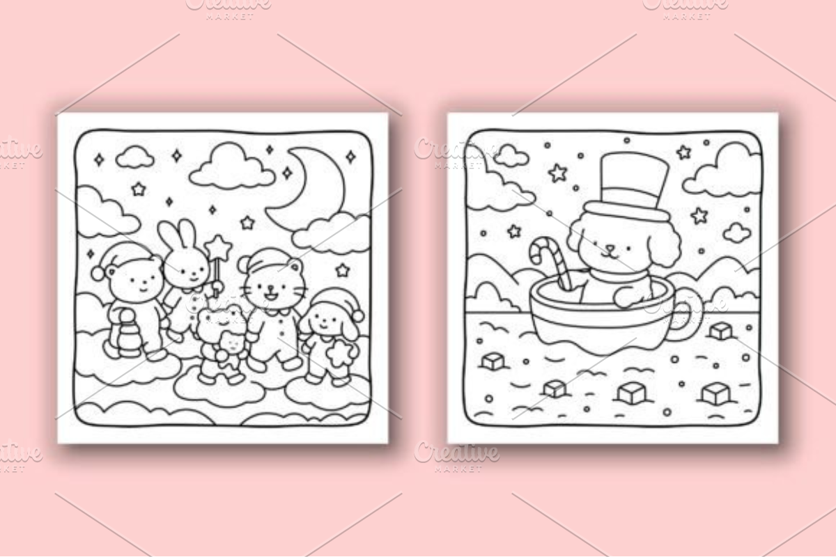 Dreamy Fuzzy Cute Coloring Pages, a Decorative Illustration by Ink Gallery (Photo 3 of 4)