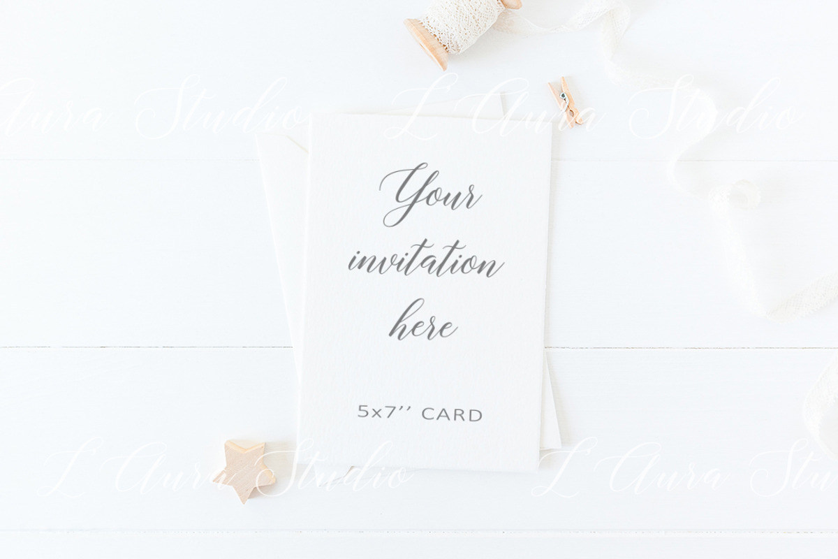Card mockup - wedding 5x7 inch, a Print Template by L'Aura Studio