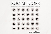 Modern Greige Social Media Icons, an Outline Icon by Indie Grace Design (Thumbnail 1 of 2)